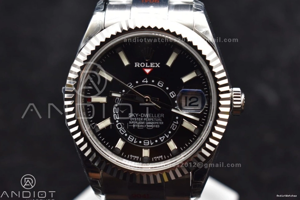 Noob Oyster SS Black Skydweller A23J Premium Best Dial 1105 on SS Bracelet Edition 0419